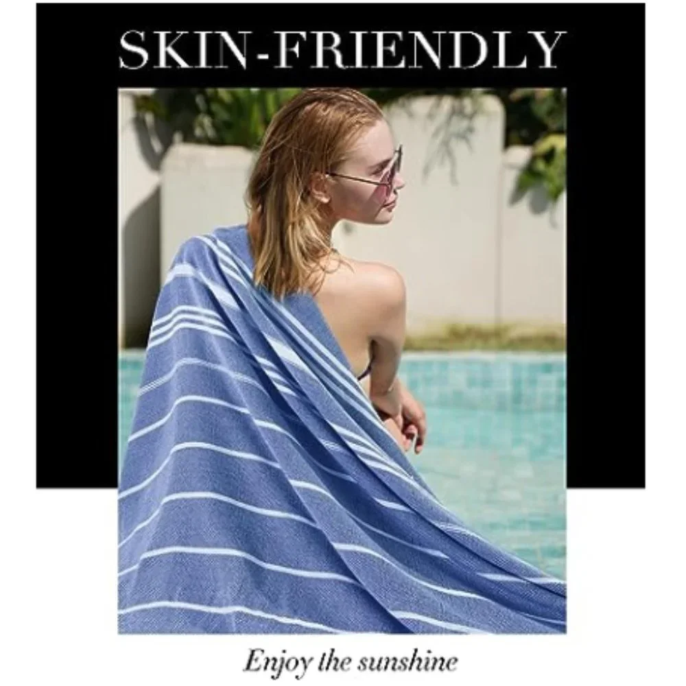 Giant Turkish Cotton Beach Towel - Throw Blanket - Soft/ Absorbent/ Lightweight